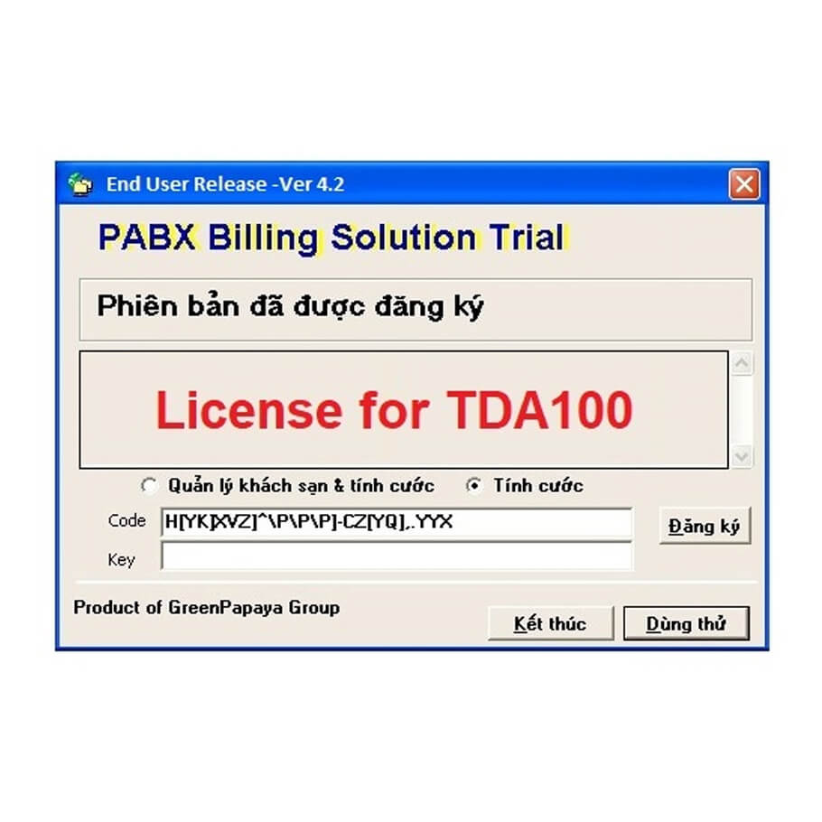 Phần mềm tính cước tổng đài TDA100/200/MG100/MG300/Nec 1000